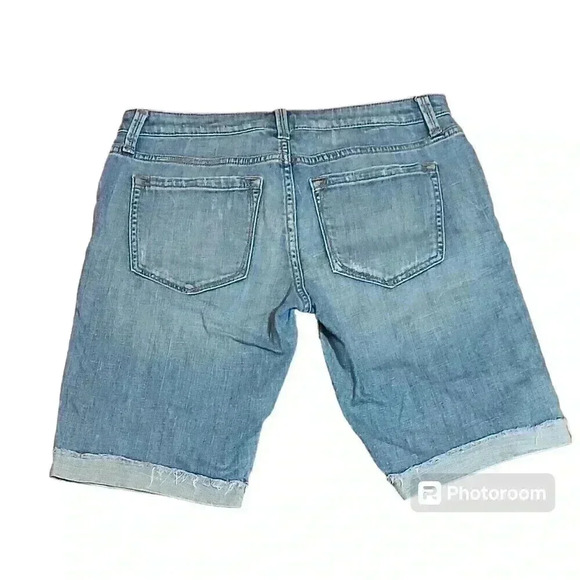 Banana Republic Women's Size 28 Denim Bermuda Shorts Cuffed Distressed Hem - Picture 2 of 11